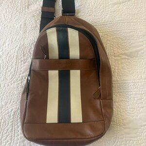 Coach Body Bag Brown Stripe Men's Crossbody